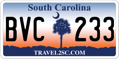 SC license plate BVC233