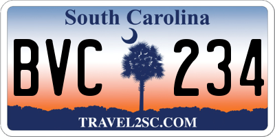 SC license plate BVC234