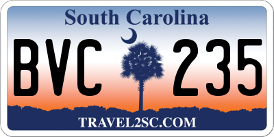 SC license plate BVC235