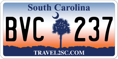 SC license plate BVC237