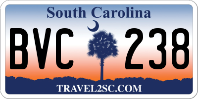 SC license plate BVC238