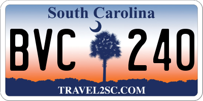SC license plate BVC240