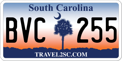 SC license plate BVC255