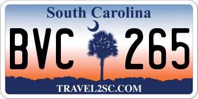 SC license plate BVC265