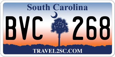 SC license plate BVC268