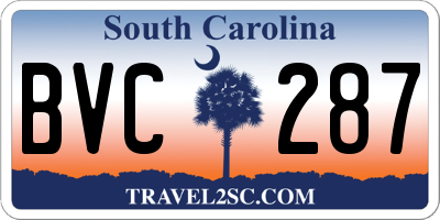 SC license plate BVC287