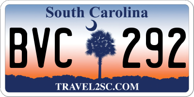 SC license plate BVC292