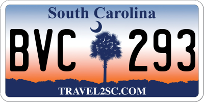 SC license plate BVC293