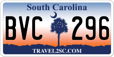 SC license plate BVC296