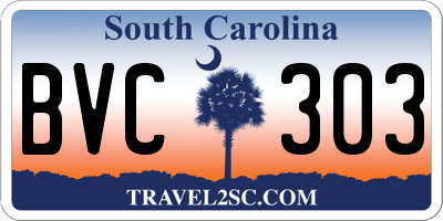 SC license plate BVC303