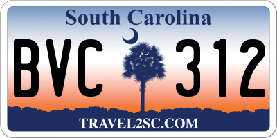 SC license plate BVC312