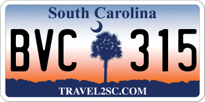 SC license plate BVC315