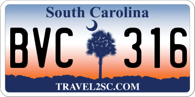SC license plate BVC316