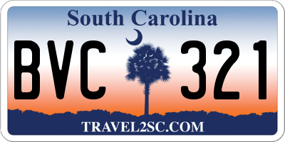SC license plate BVC321