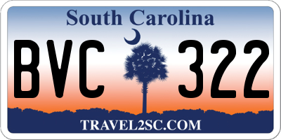 SC license plate BVC322