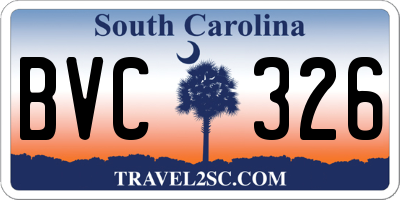 SC license plate BVC326
