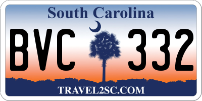 SC license plate BVC332