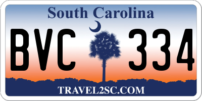 SC license plate BVC334