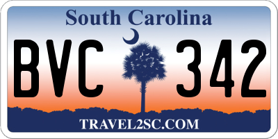 SC license plate BVC342