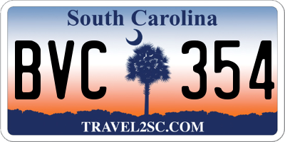 SC license plate BVC354