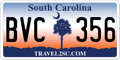 SC license plate BVC356