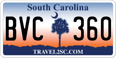 SC license plate BVC360