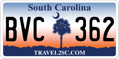 SC license plate BVC362