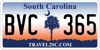 SC license plate BVC365