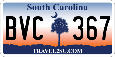 SC license plate BVC367