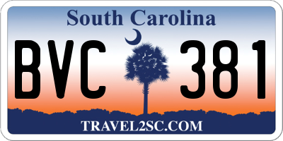 SC license plate BVC381