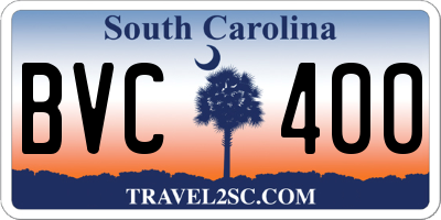 SC license plate BVC400