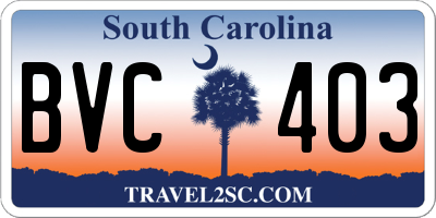 SC license plate BVC403