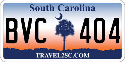 SC license plate BVC404