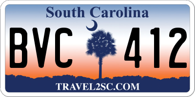 SC license plate BVC412