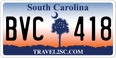 SC license plate BVC418