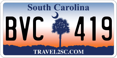 SC license plate BVC419