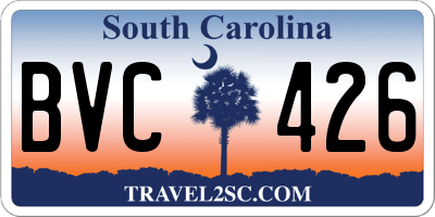 SC license plate BVC426