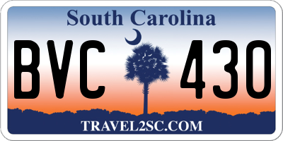 SC license plate BVC430