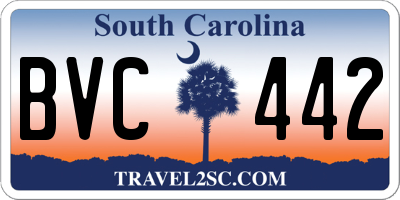 SC license plate BVC442