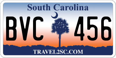 SC license plate BVC456