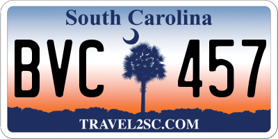 SC license plate BVC457
