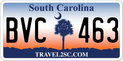 SC license plate BVC463