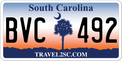 SC license plate BVC492