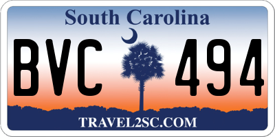 SC license plate BVC494