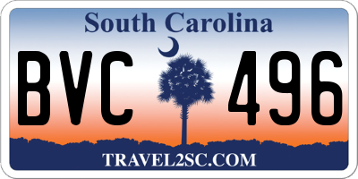 SC license plate BVC496