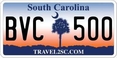 SC license plate BVC500