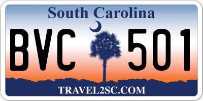 SC license plate BVC501