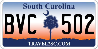SC license plate BVC502