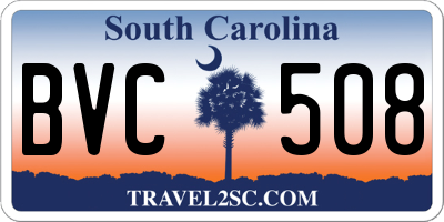 SC license plate BVC508