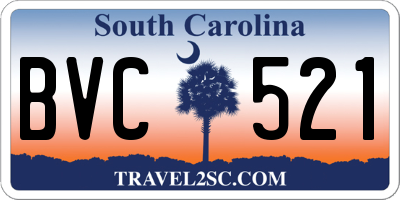 SC license plate BVC521